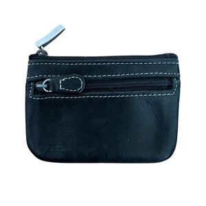 Vintage Fossil Black Genuine Leather Small Coin Purse Wallet